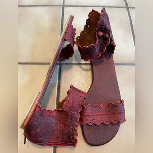 Red leather sandals